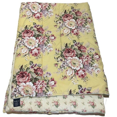 Ralph Lauren Sophie Brooke Vintage Yellow Floral Reversible Twin Size Comforter