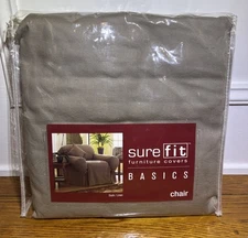 Surefit Basics Cotton Chair Slipcover Duck Linen Taupe Brown 15288  NEW!