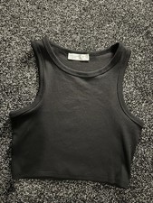 Womens Size Small Black Cropped Vest Primark Sleeveless Top Summer Casual