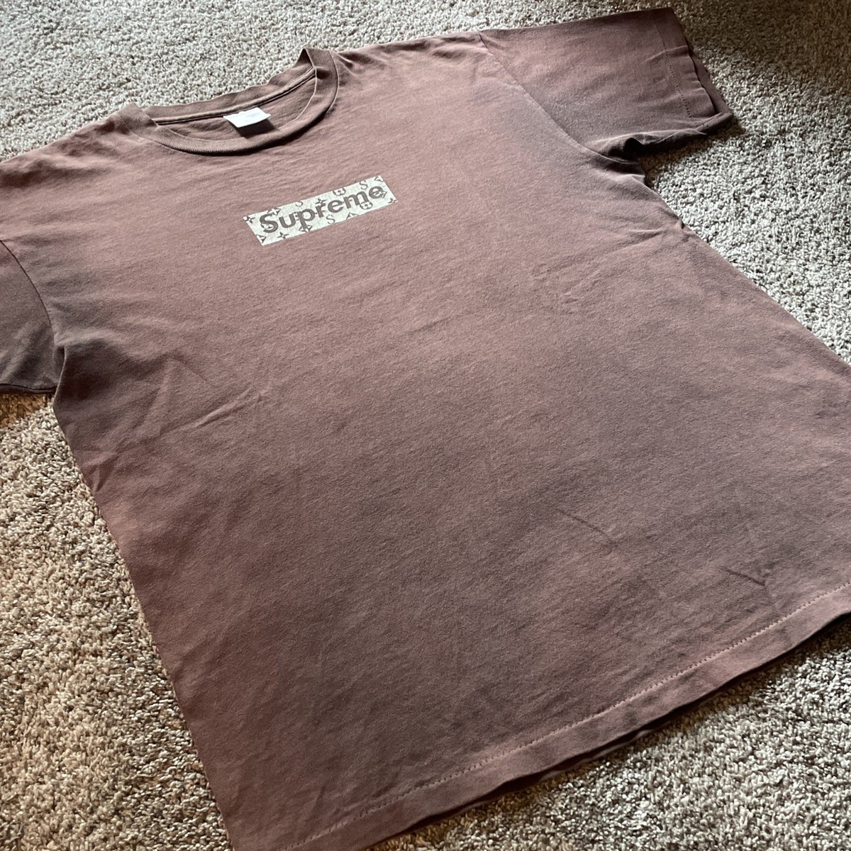 トップス supreme 2000 brown box logo T-shirt M Sz L - 2000 Supreme X Louis Vuitton Brown Cease And Desist