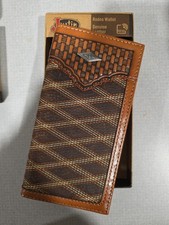 Justin Rodeo Wallet Genuine Leather Geometric Pattern Brown