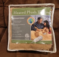 Biddeford Heated Plush Throw, Brand New, 50 x 62 - TAN/Beige