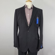 Nautica GAFF Men's Sport Coat Blazer Two Button Solid Black Poly Blend 42L NEW