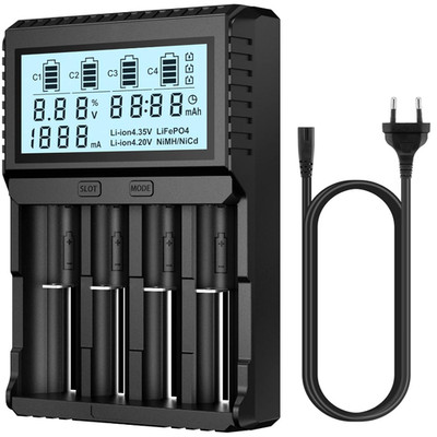 POWXS 18650 Batterieladegerät LCD Display Testfunktion 3 Kanal
