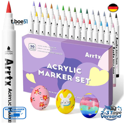 Arrtx Acrylstifte 30 Farben Steinmalerei Permanent Marker für Keramik Glas Hol
