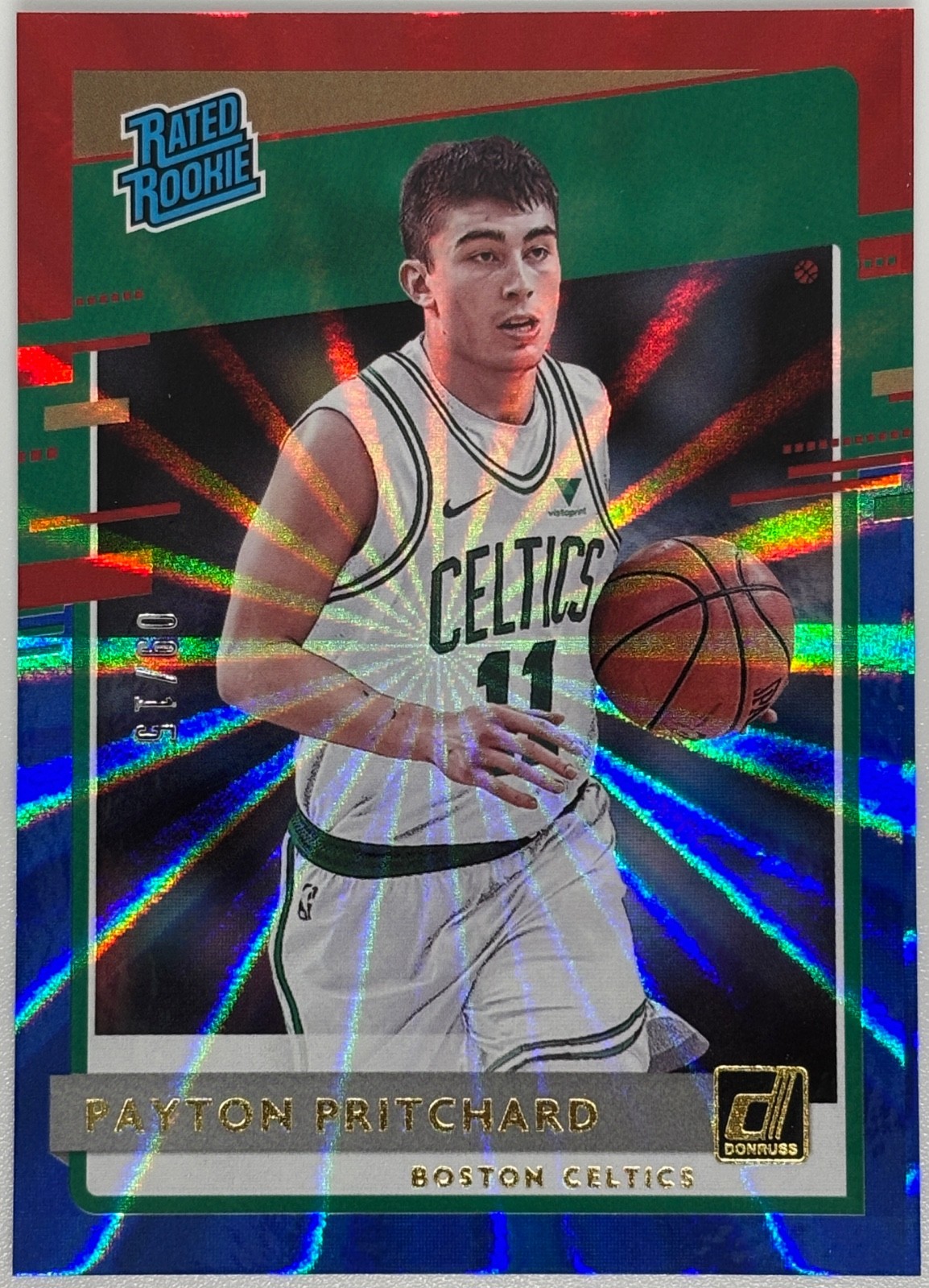 Payton Pritchard 2020-21 Donruss Red & Blue Laser #09/15 Rated Rookie Card