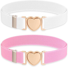 2 Pcs Elastic Belts for Toddler Kids Adjustable Girls Teens Stretch Belts with H