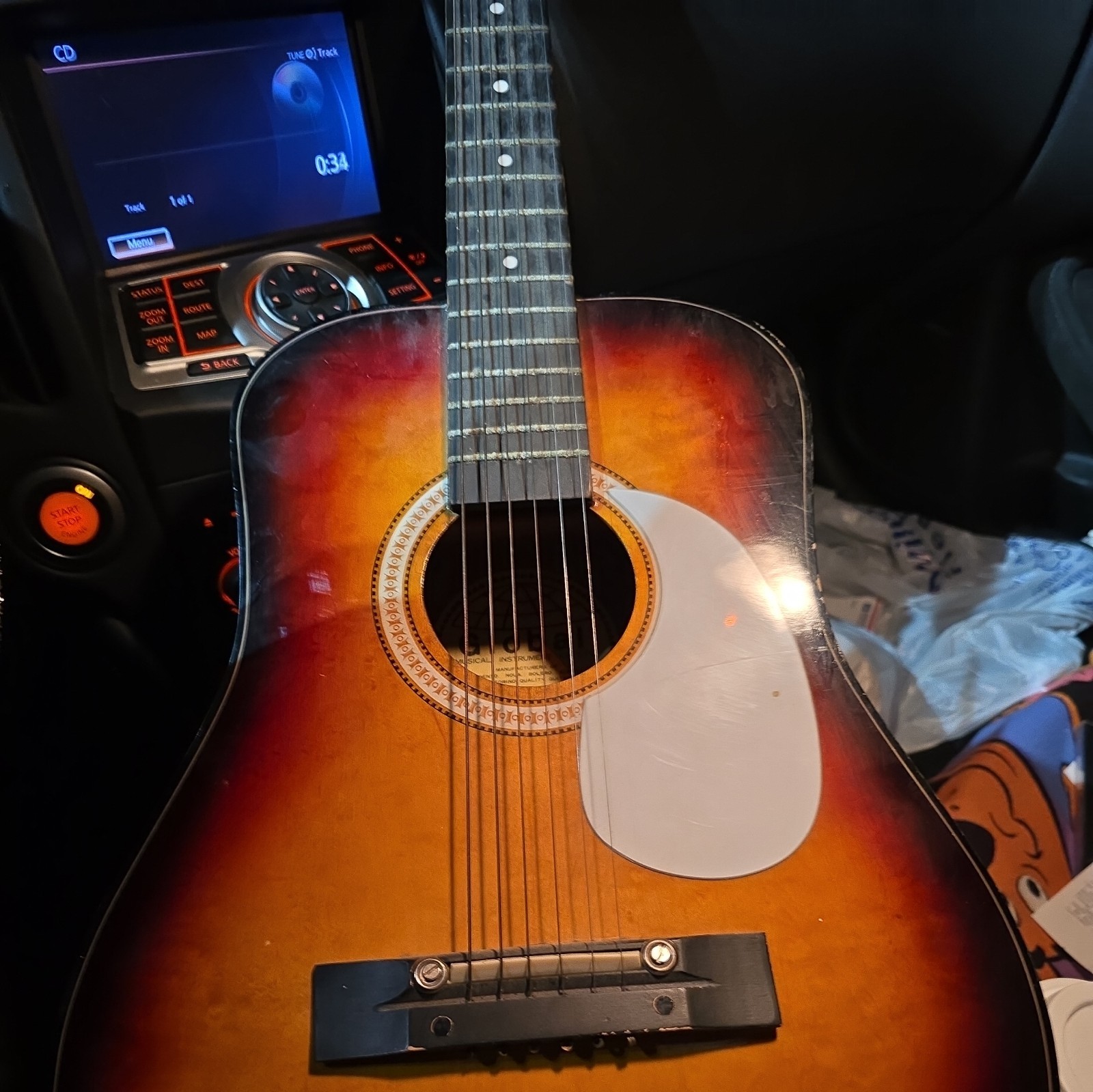 Small Vintage Global Tan & Brown Acoustic Guitar 6 string no case