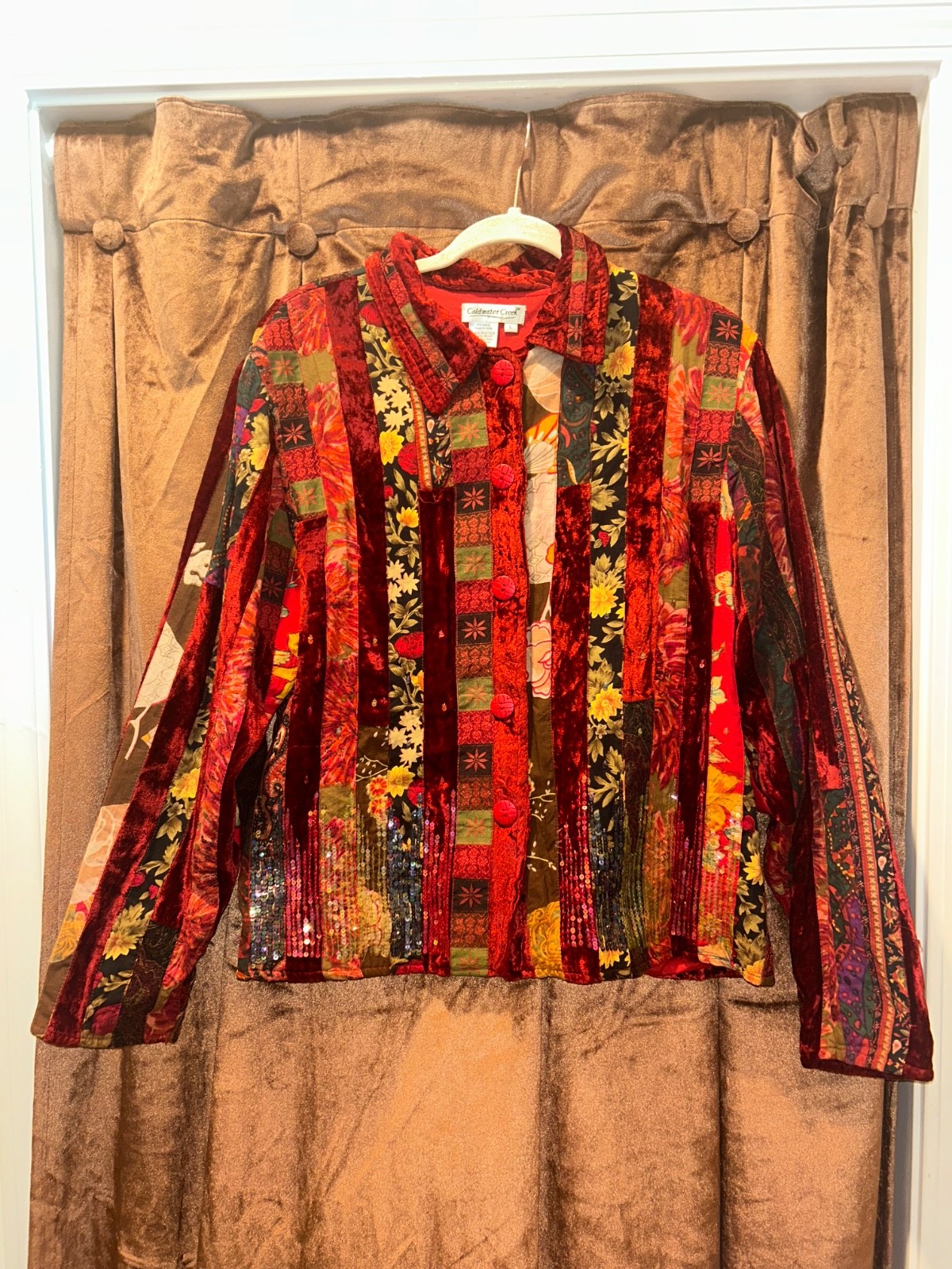 Coldwater Creek 90s Multicolor Patchwork Jacket S… - image 2