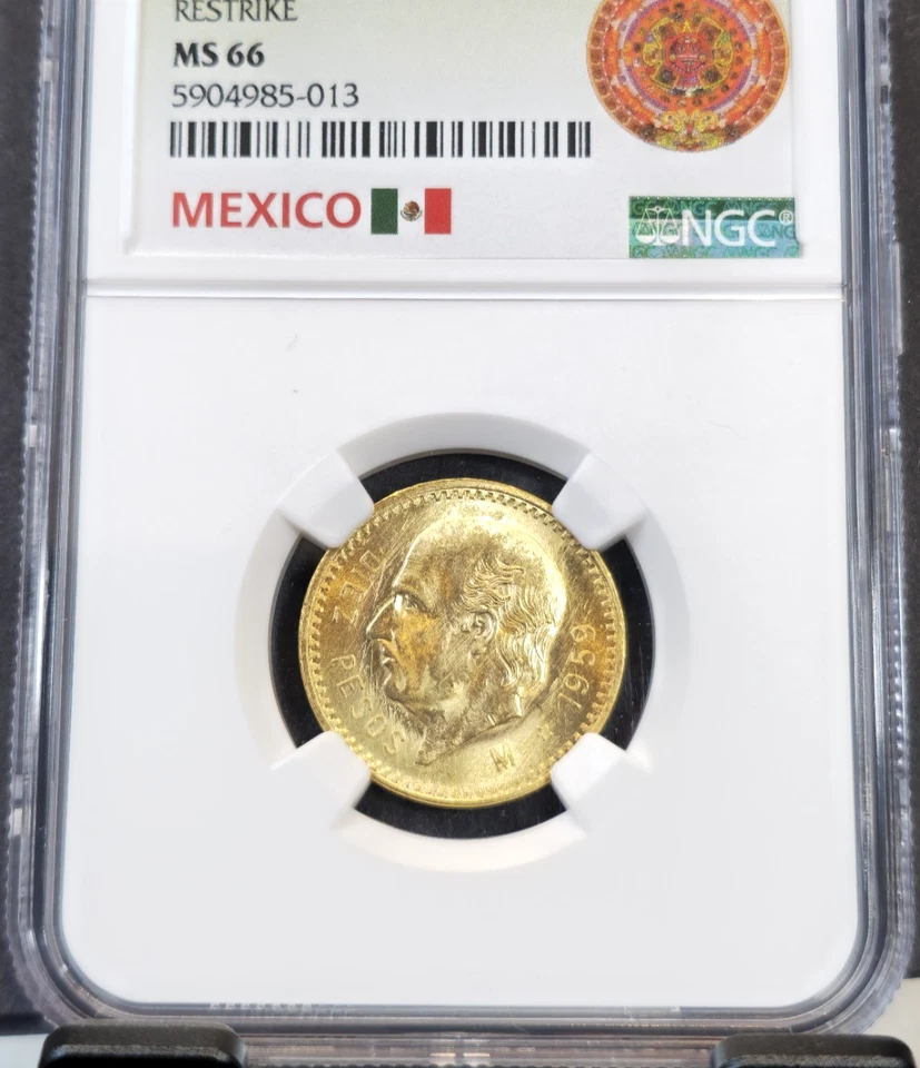 México 1959 oro 10 pesos G10P Hidalgo NGC MS 66 brillante hermosa gema BU Foto 3 de 3