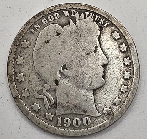 《Silver》1900 USA BARBER QUARTER -- .1808 OZ of SILVER!!!