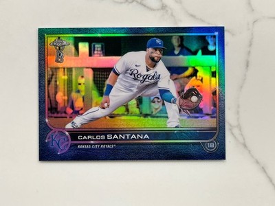 2022 Topps Chrome Ben Baller Blue #143 Carlos Santana /75 Kansas City Royals