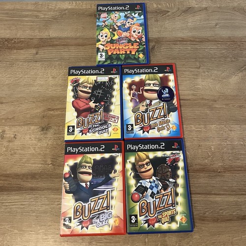 PS2 Buzz Bundle Of Five Games With A 4 Player Buzz Controller Inc Jungle Party - Picture 3 of 6