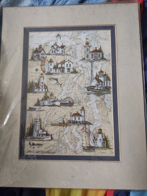 Betty Vestuto Art Print Puget Sound Chart Map Numbered 1899/5000 Limited Signed
