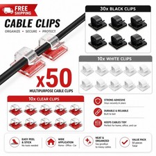 50Pcs Cable Clips Self-Adhesive Cord Management Wire Holder Organizer Clamp US