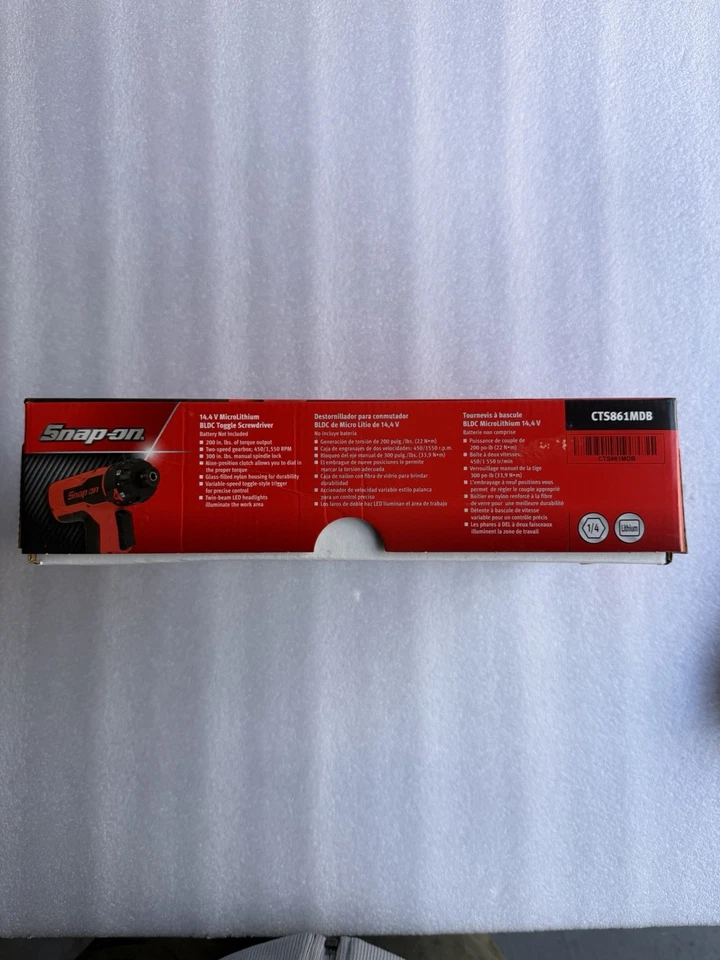 SNAP-ON CTS861MDB 14.4 V 1/4" Hex MicroLithium Cordless Toggle Screwdriver(Tool) - Image 3 of 4