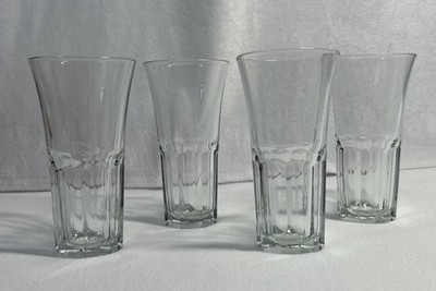 4 Libbey Gibraltar Cafe 16 Oz Pilsner Glasses 7  Clear 8 Paneled Tumblers