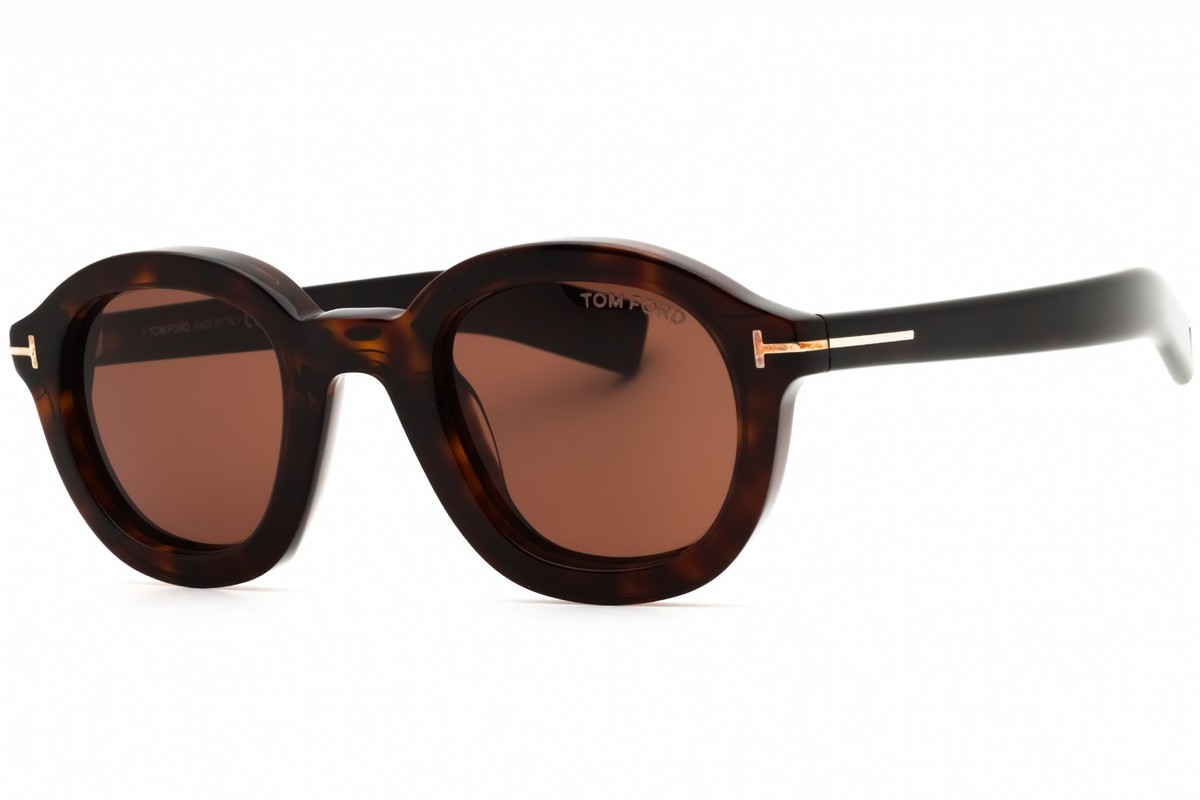 TOM FORD RAFFA FT1100 52E Sunglasses Dark Havana Frame Brown 