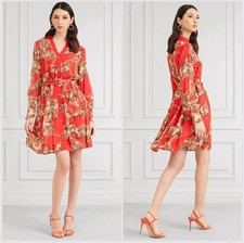 MARCIANO by GUESS Melodie Chemisier Paisley Chain Red Dress Size 6