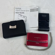 Fujifilm FinePix Z90 Red Digital Camera Bundle Case Charger Battery Card Tested
