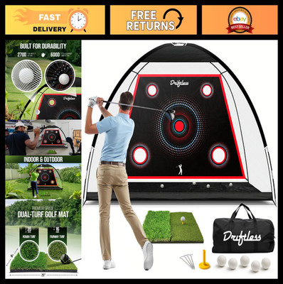 10x7 ft Golf Practice Net - Indoor/Outdoor Hitting Aid with Mat, Perfect Gift fo