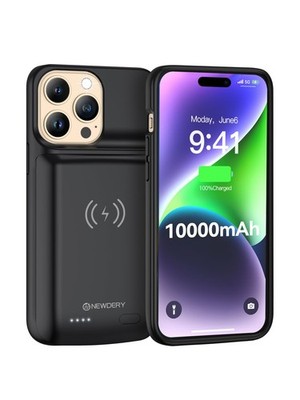 NEWDERY 10000mAh Battery Case iPhone 14 13 Pro 6.1'' Wireless Charging
