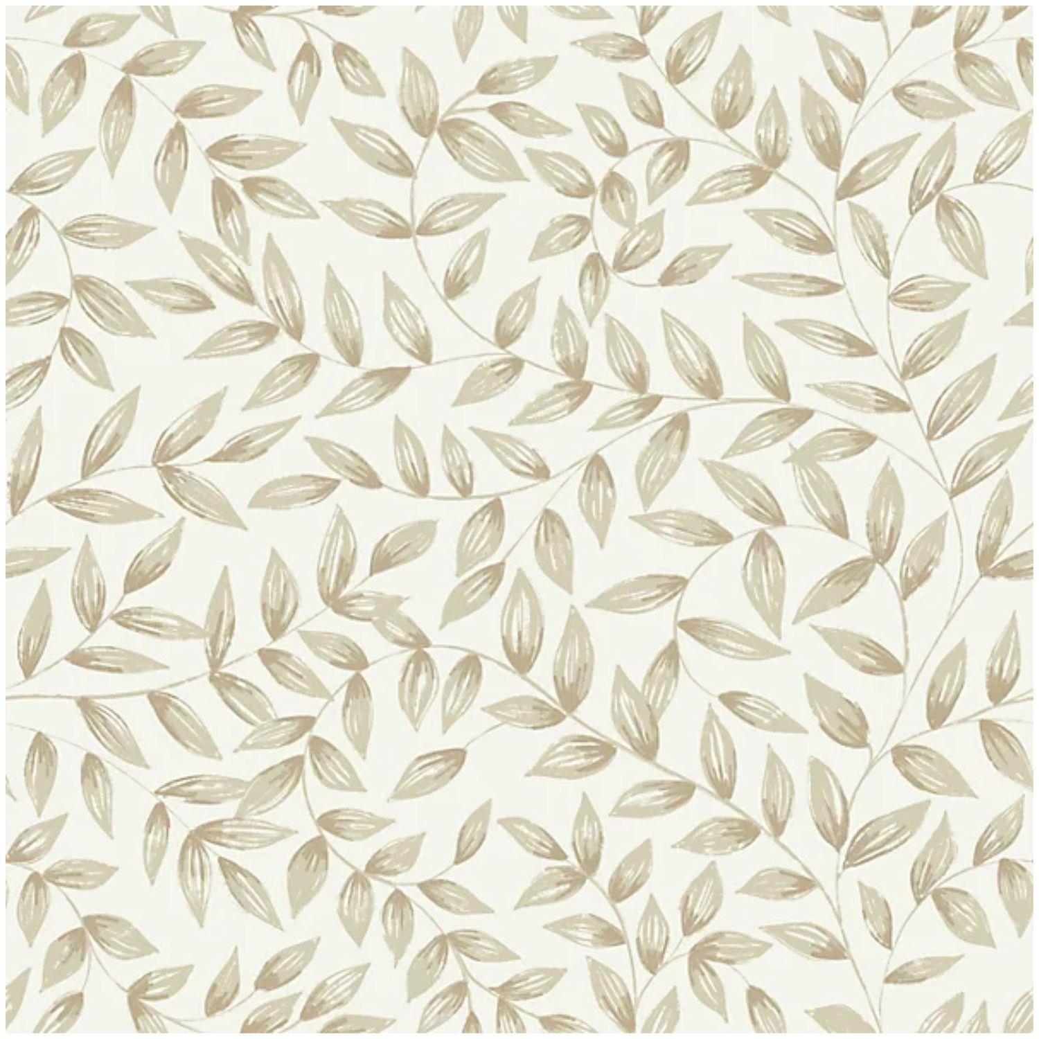 Beige Leaf Wallpaper Jessy Inia Grandeco Paste The Wall Scrubbable Vinyl