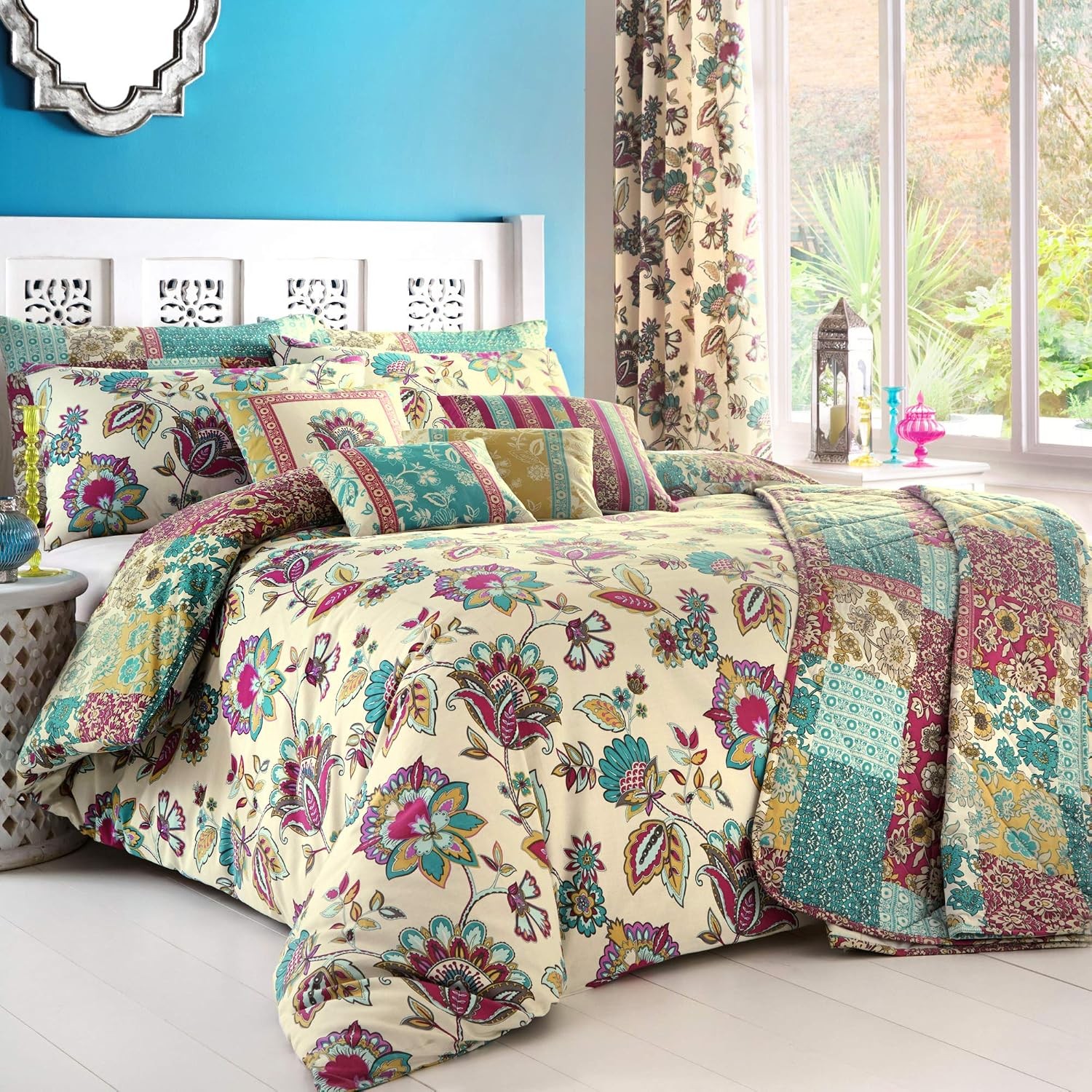 King Size Teal Duvet Cover Set | Easy Care Polycotton Bedding with 2 Pillowcases
