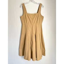 J Crew Pleated A Line Chino Dress 10 Smocked Preppy Minimalist Neutral