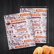 50x Greaseproof Burger Wrapping Paper Sheets – 38cm XL Coated Square Rectangle 