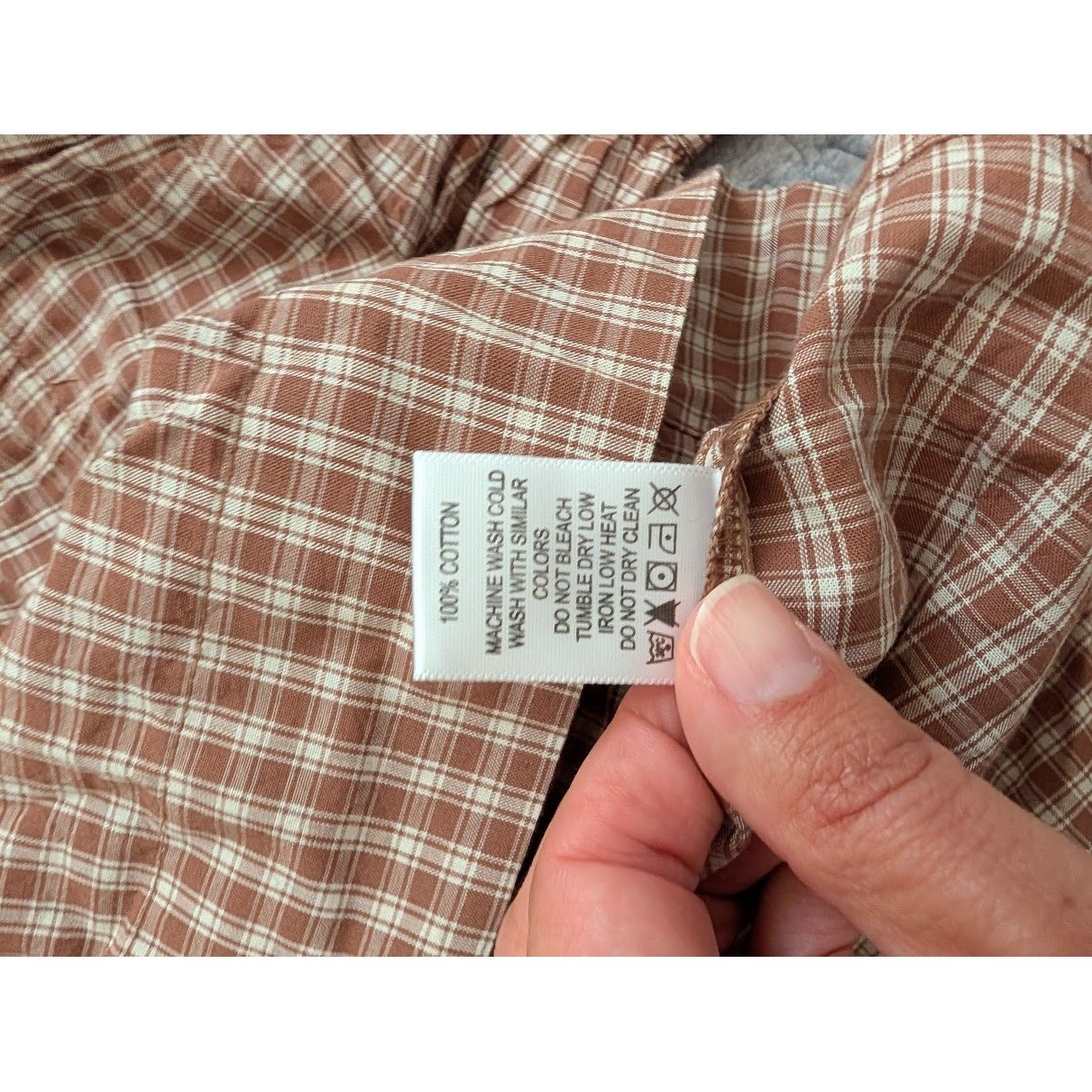 ABLE Skylar Swing Top Nutmeg 100% Cotton Gingham Button Peasant Sleeve S NEW