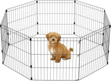 24" 8-Panel Metal Pet Dog Puppy Playpen Indoor/Outdoor Dog Fence 58 x 58 x 24 in