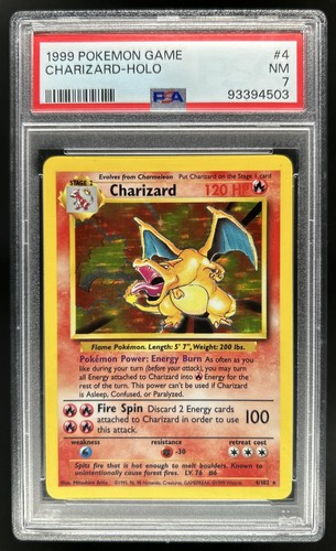 1999 Pokemon Unlimited Charizard Rare Holo #4/102 PSA 7