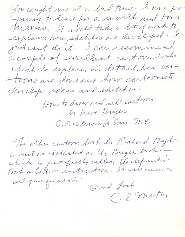 CHARLES E. MARTIN - AUTOGRAPH LETTER SIGNED