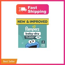 Pampers Baby Dry Ultra Cushiony Diapers, Size 3 13-26 lbs , 210 Count, Up to...