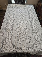 QUAKER Vintage Lace SOFT Tablecloth XL Rare 125X100" White Lace Great Condition