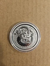 2019 1 oz Canadian Lucky Dragon High Relief Silver Coin (BU) In Capsule .9999