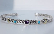 David Yurman 4mm Sterling Silver and Amethyst...
