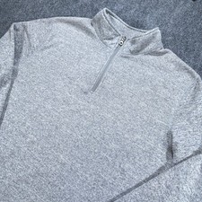 Croft  Barrow Sweater Mens 2XL Gray Fleece Lined Mock Neck Quarter Zip Pullover