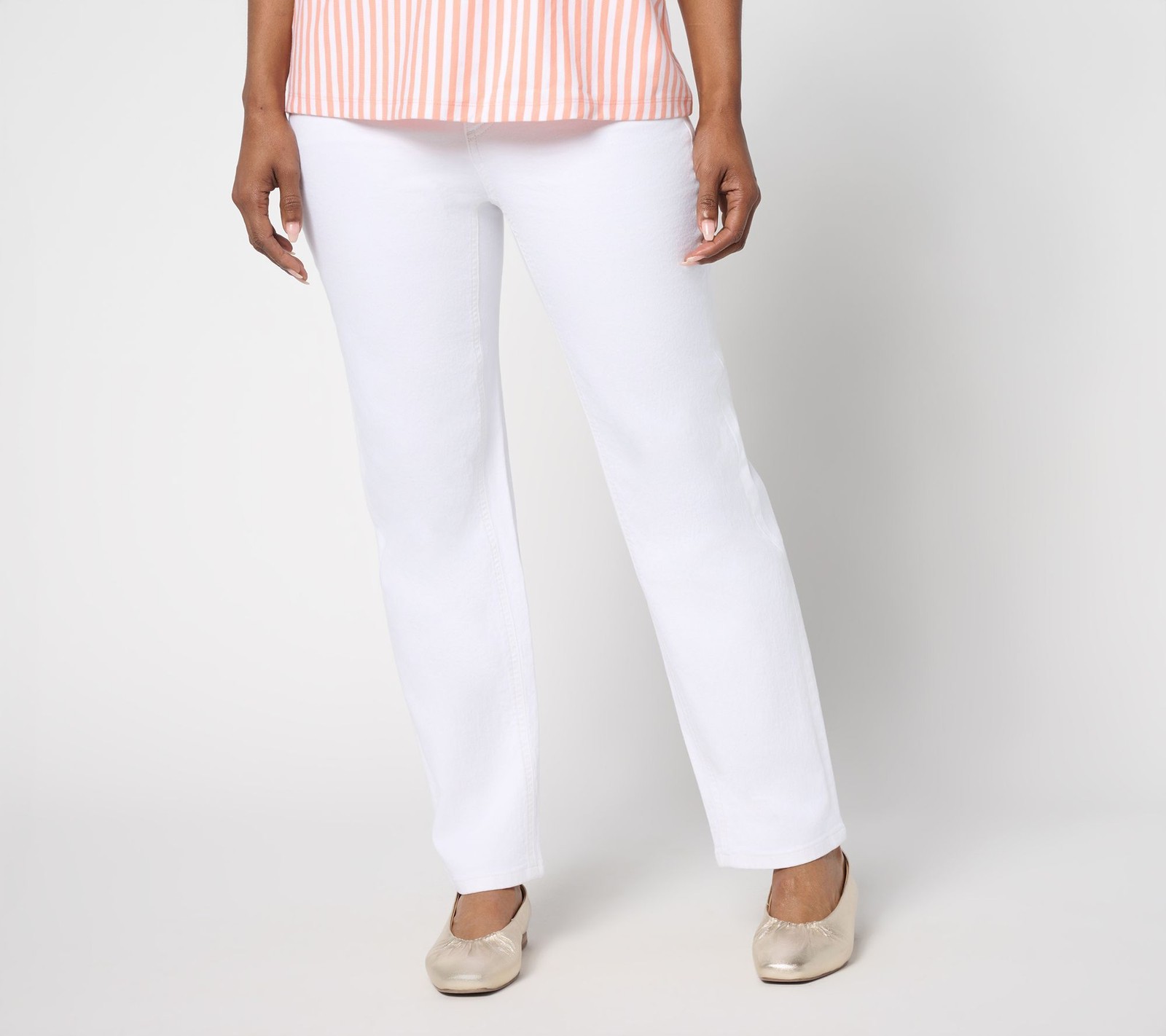 Denim & Co. Women's Pants Sz 10 Classic Colored Ankle Jeans White A687831