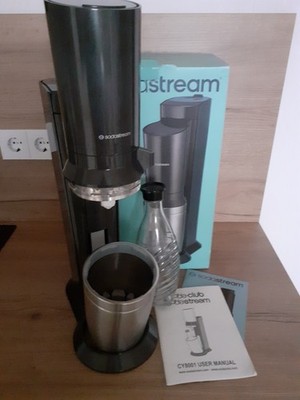 SodaStream Wassersprudler Crystal 3.0 Titan Edelstahl inkl. 1 Glaskaraffe