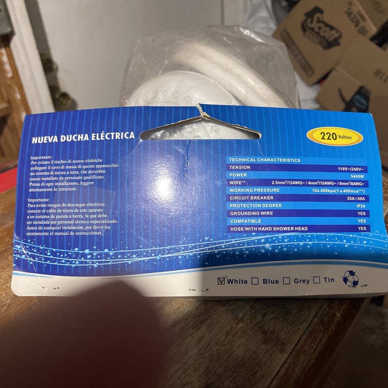 NUEVA Ducha Electrica Instant water Heater 220 Volts