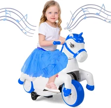 2 in 1 Ride on Motorcycle and Horse, Unicorn 6V Battery Powered Ride on Toy with