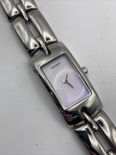 DKNY Women Watch NY-3006 Silver Stainless Steel WR White New Battery 5.75”