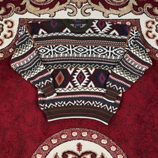 Vintage 90s Gant Aztec Tribal Western Colorfu...