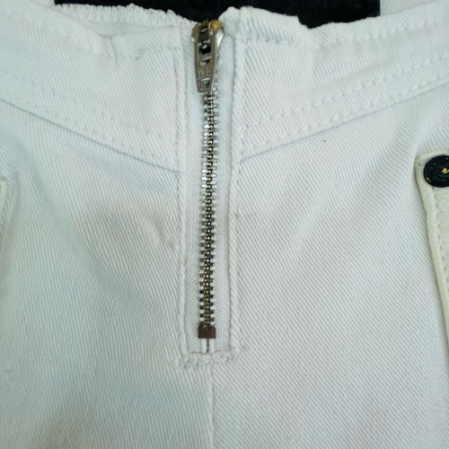 One Teaspoon Sz 27 9 White Denim Jeans With Leather Pockets Australian Designer - Picture 4 of 12