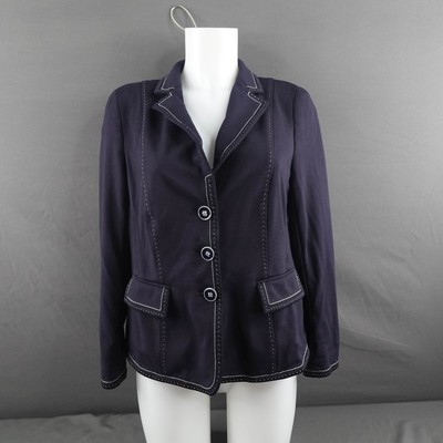 Basler Womens Blazer 40 US 10 Blue Career Office Basic Capsule Corp Classic