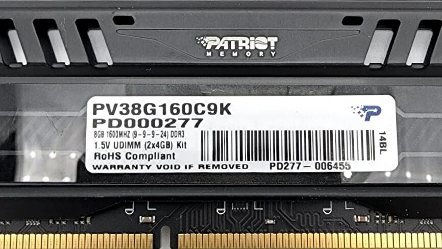 Patriot Viper 4GB (1x4GB) RAM PC3-12800 DDR3-1600 Gaming SDRAM PV38G160C9K - Image 2 of 3