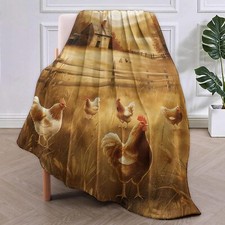 Roosters and Chickens Blanket Gifts for Kids Adults Soft Warm Lightweight Coz...