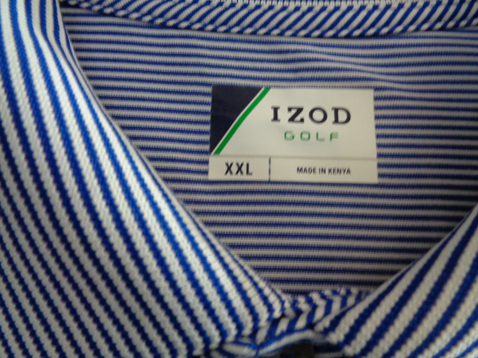 Izod Golf shirt XXL blue and white stripe eBay